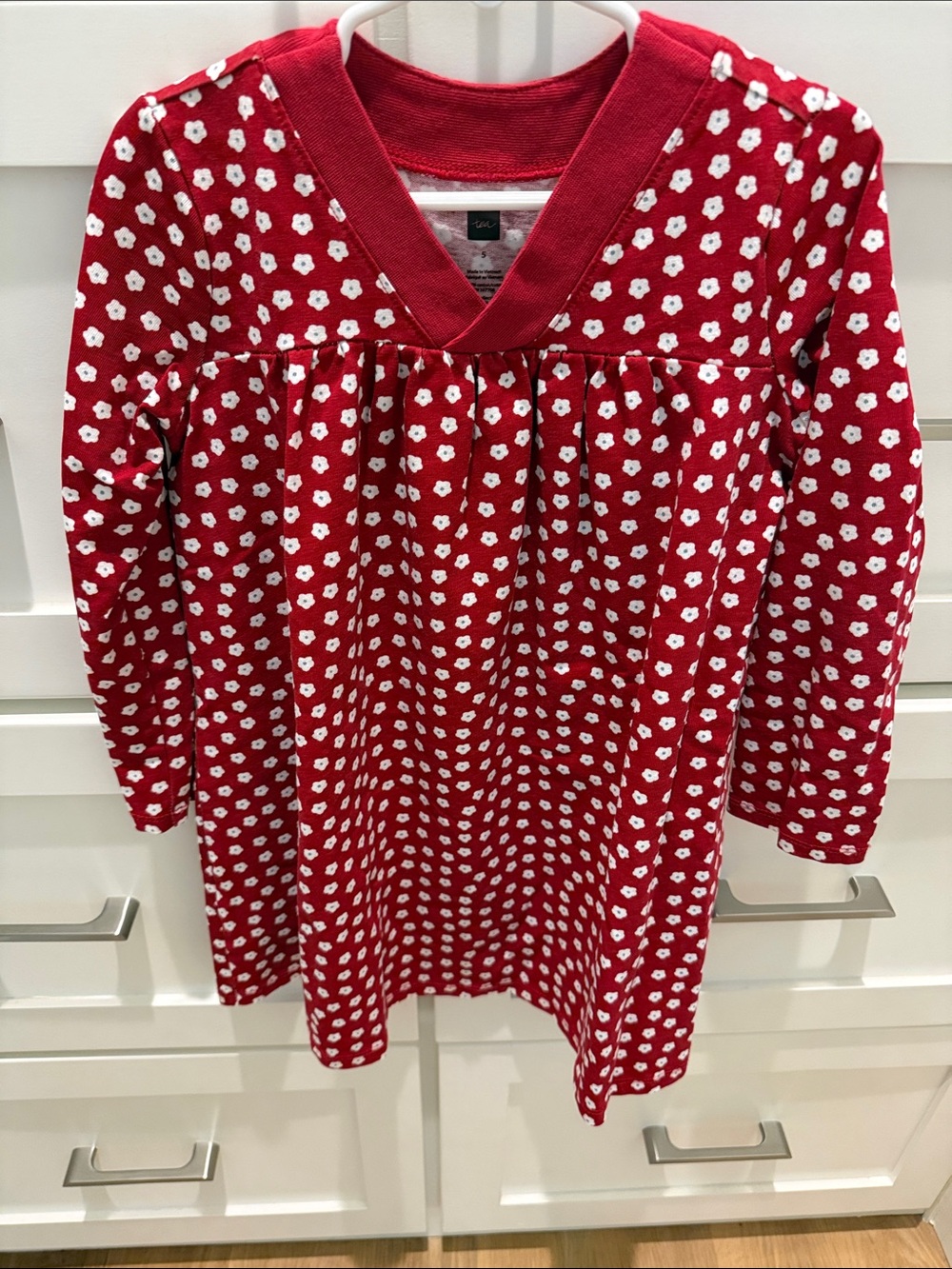 Tea Collection Red Floral Long-Sleeve Trapeze Dress